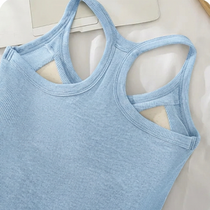 Summer Sale👗Women'S Ribbed Tank Top With Built-In Bra🔥