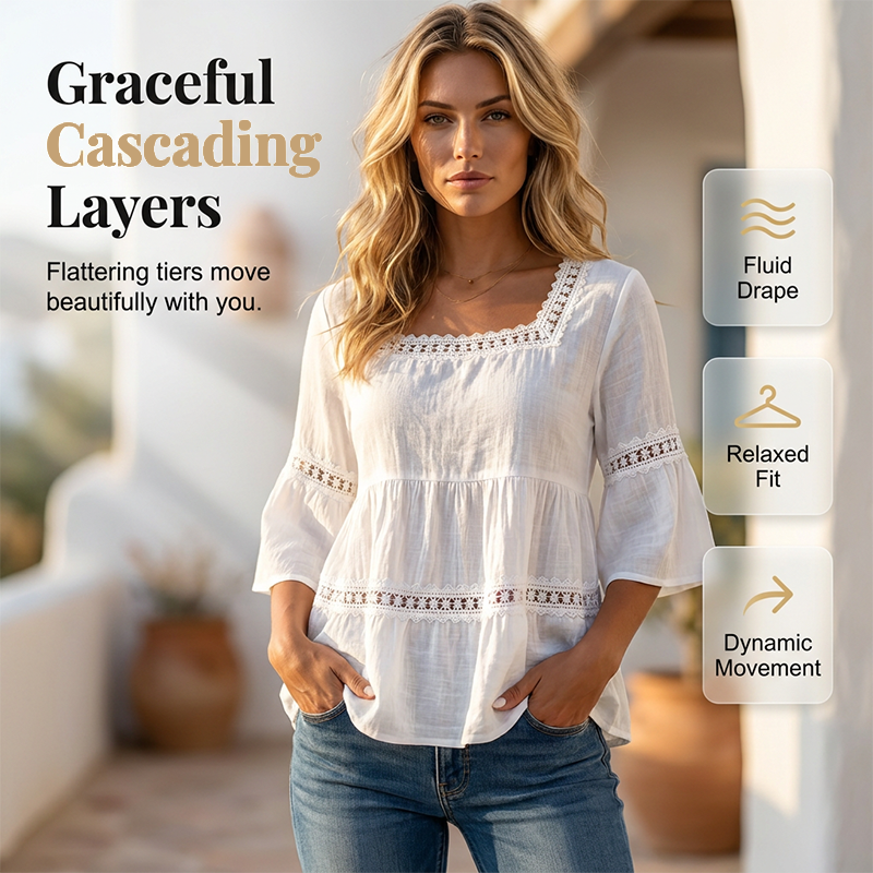 👚 ELEGANT SQUARE NECK SUMMER BLOUSE — Lightweight | Versatile | Holiday-Ready Style 🌸
