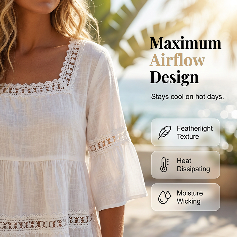👚 ELEGANT SQUARE NECK SUMMER BLOUSE — Lightweight | Versatile | Holiday-Ready Style 🌸