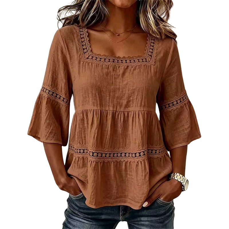 👚 ELEGANT SQUARE NECK SUMMER BLOUSE — Lightweight | Versatile | Holiday-Ready Style 🌸