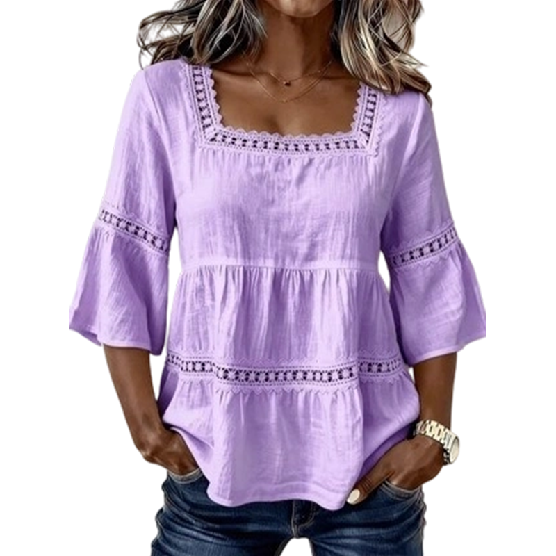 👚 ELEGANT SQUARE NECK SUMMER BLOUSE — Lightweight | Versatile | Holiday-Ready Style 🌸